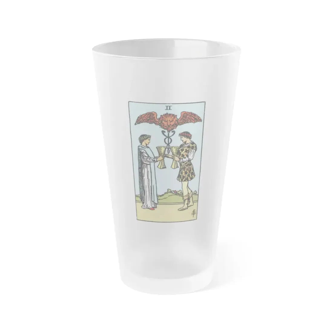 The 2 of Cups (Tarot Card) Frosted Pint Glass 16oz Default Title - Go Mug Yourself
