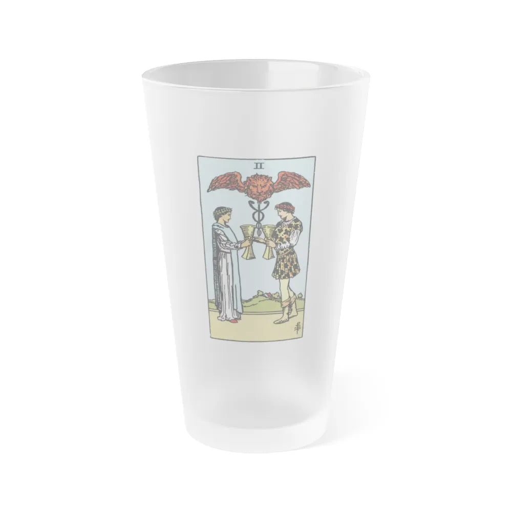 The 2 of Cups (Tarot Card) Frosted Pint Glass 16oz-Go Mug Yourself