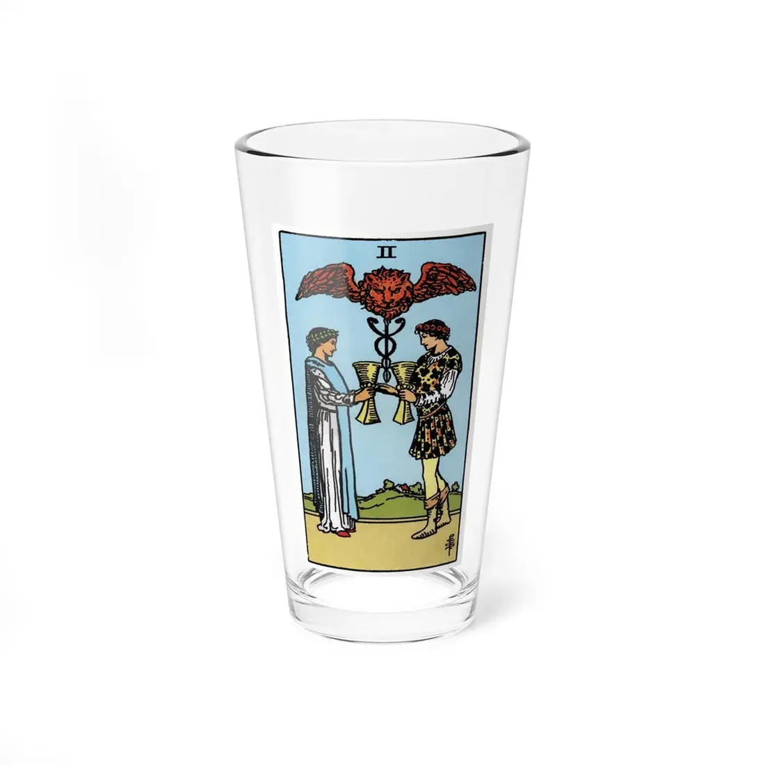 The 2 of Cups (Tarot Card) Pint Glass 16oz - Go Mug Yourself