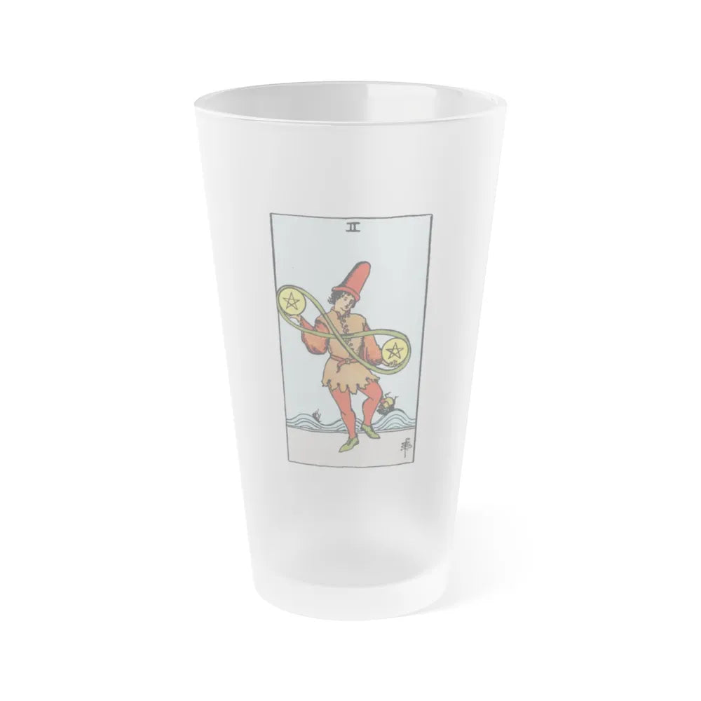 The 2 of Pentacles (Tarot Card) Frosted Pint Glass 16oz-Go Mug Yourself