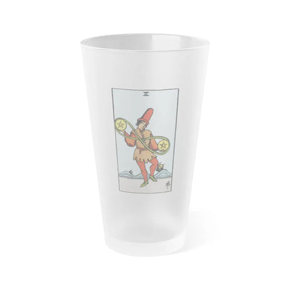 The 2 of Pentacles (Tarot Card) Frosted Pint Glass 16oz-Go Mug Yourself