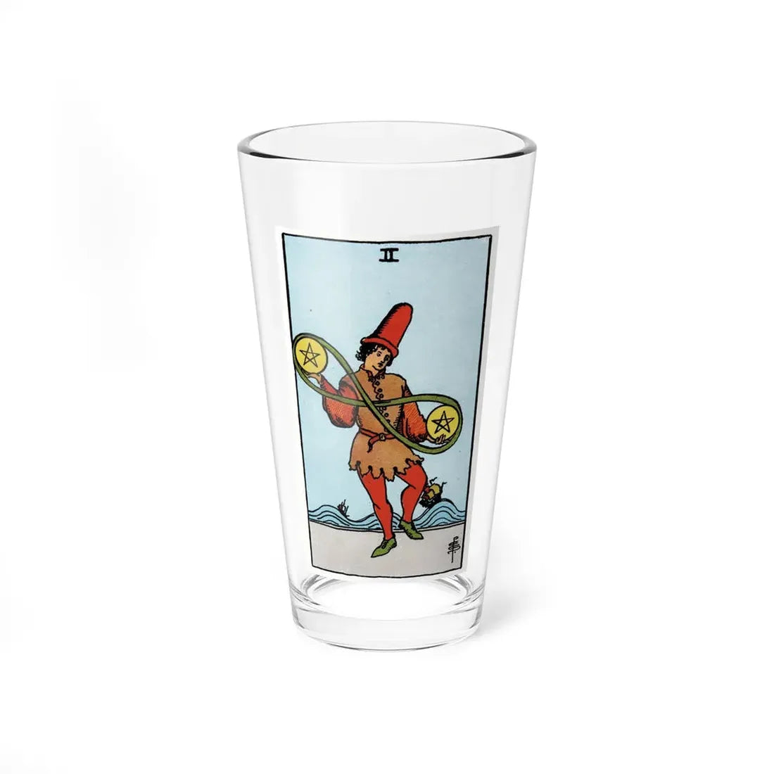 The 2 of Pentacles (Tarot Card) Pint Glass 16oz 16oz - Go Mug Yourself