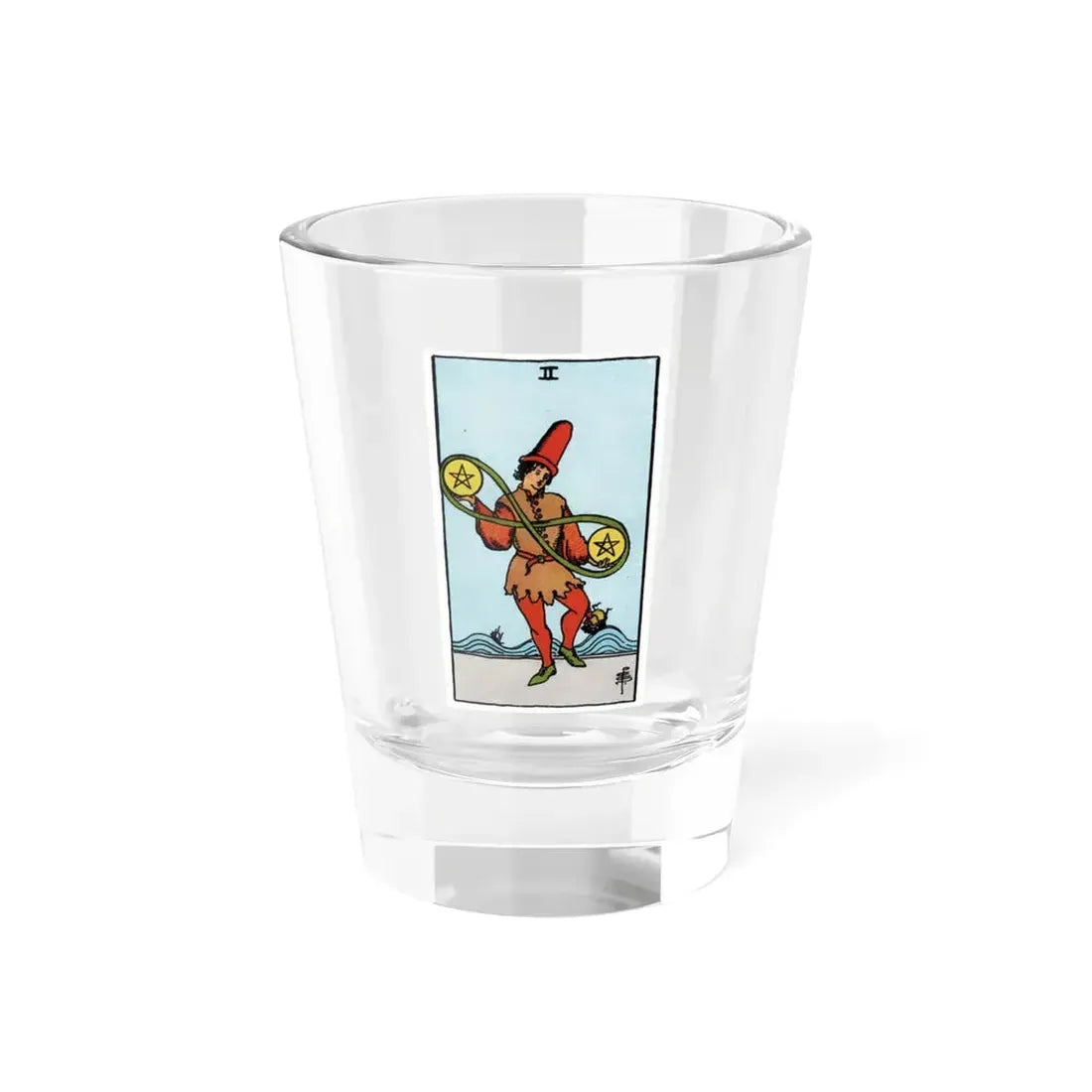 The 2 of Pentacles (Tarot Card) Shot Glass 1.5oz 1.5oz - Go Mug Yourself