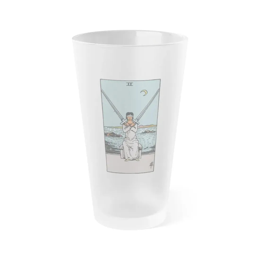 The 2 of Swords (Tarot Card) Frosted Pint Glass 16oz Default Title - Go Mug Yourself