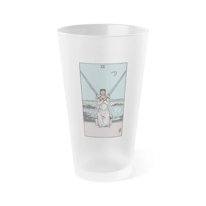 The 2 of Swords (Tarot Card) Frosted Pint Glass 16oz-Go Mug Yourself