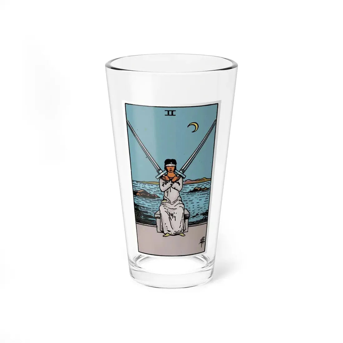 The 2 of Swords (Tarot Card) Pint Glass 16oz 16oz - Go Mug Yourself