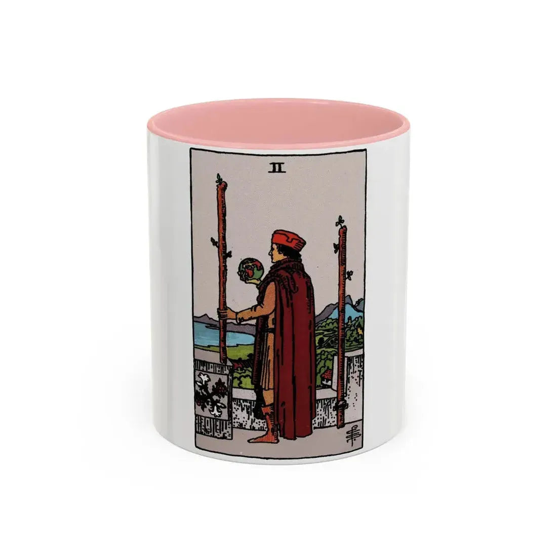 The 2 of Wands (Tarot Card) Accent Coffee Mug 11oz Pink - Go Mug Yourself