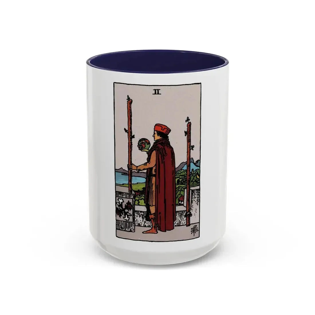 The 2 of Wands (Tarot Card) Accent Coffee Mug 15oz Navy - Go Mug Yourself