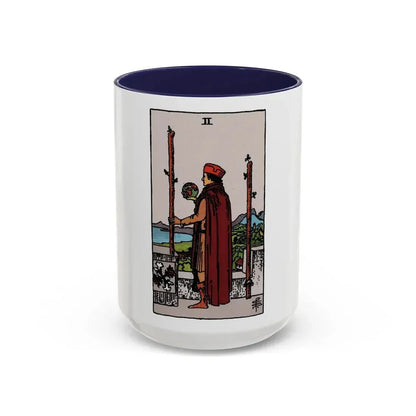 The 2 of Wands (Tarot Card) Accent Coffee Mug 15oz Navy - Go Mug Yourself