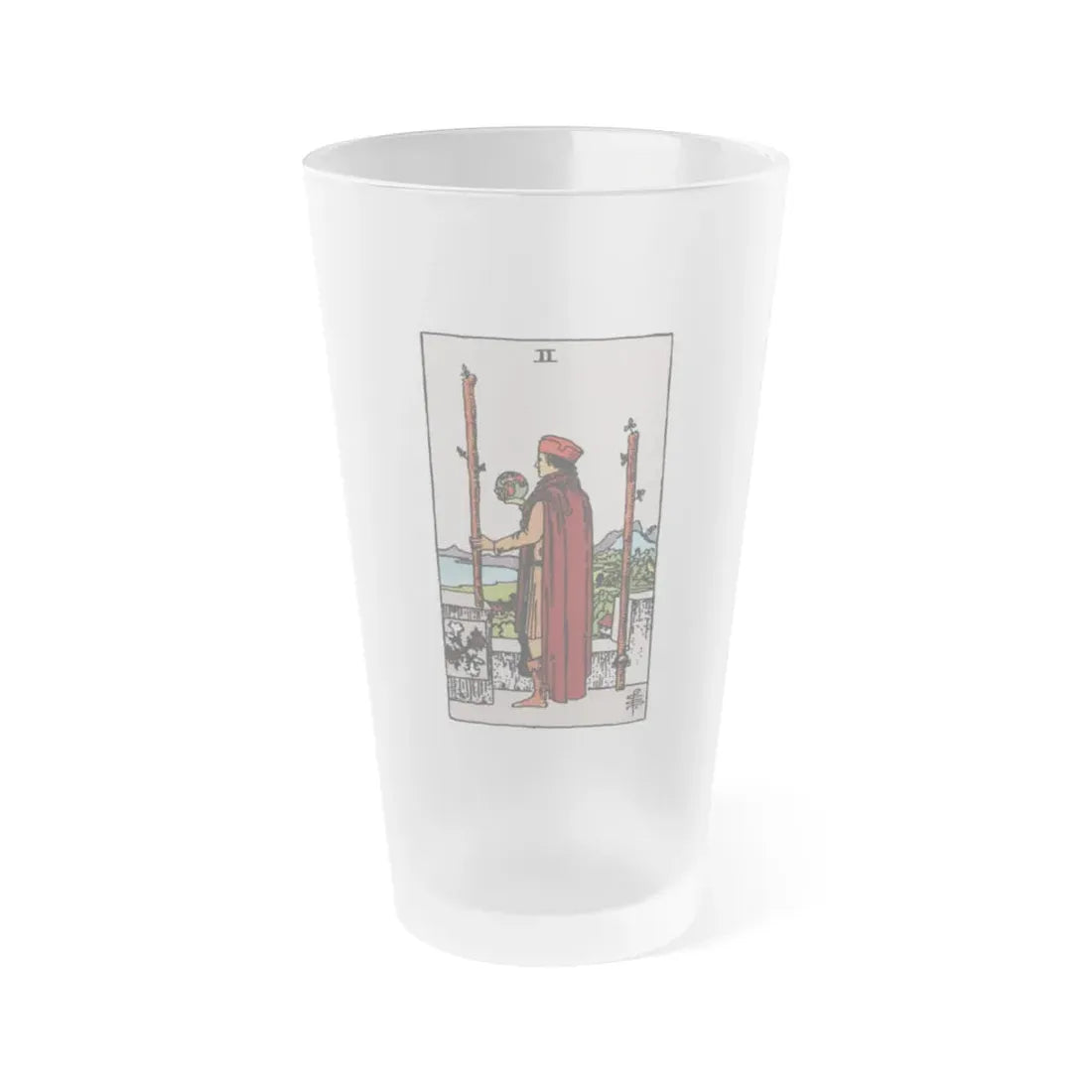 The 2 of Wands (Tarot Card) Frosted Pint Glass 16oz Default Title - Go Mug Yourself