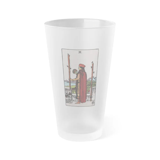 The 2 of Wands (Tarot Card) Frosted Pint Glass 16oz-Go Mug Yourself