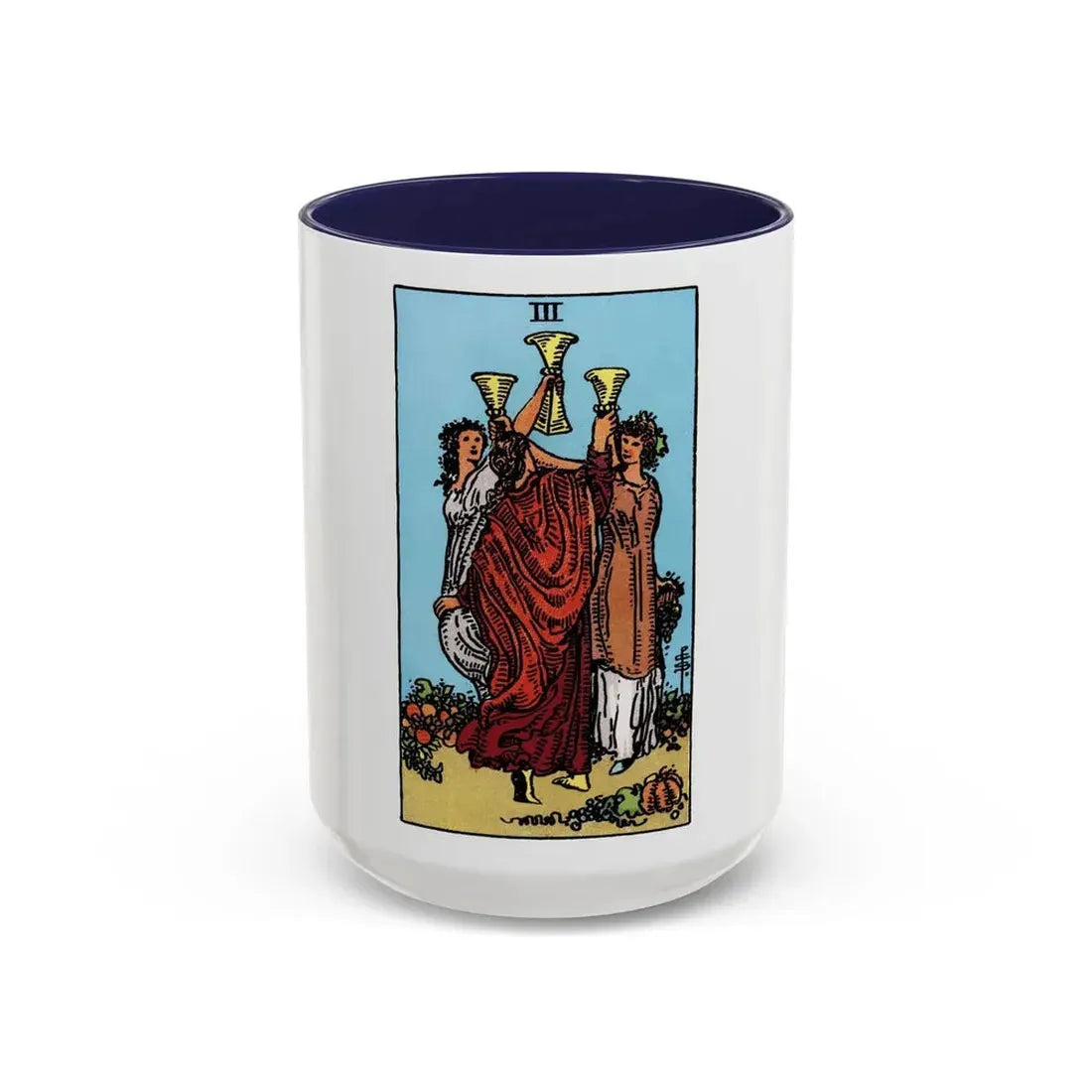 The 3 of Cups (Tarot Card) Accent Coffee Mug 15oz Navy - Go Mug Yourself