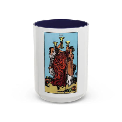 The 3 of Cups (Tarot Card) Accent Coffee Mug 15oz Navy - Go Mug Yourself