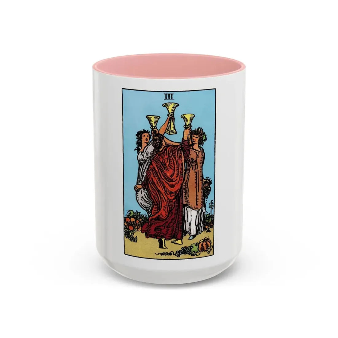 The 3 of Cups (Tarot Card) Accent Coffee Mug 15oz Pink - Go Mug Yourself