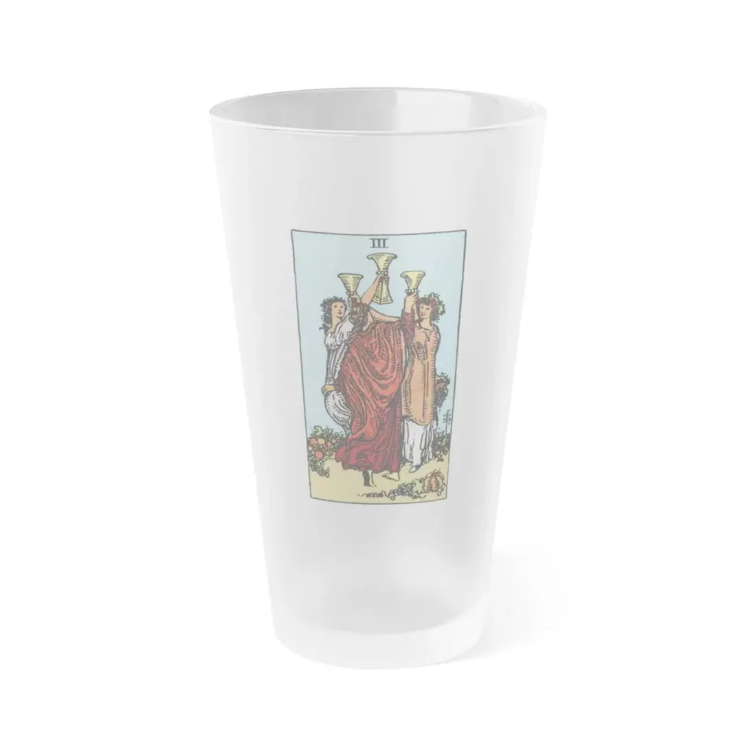 The 3 of Cups (Tarot Card) Frosted Pint Glass 16oz Default Title - Go Mug Yourself