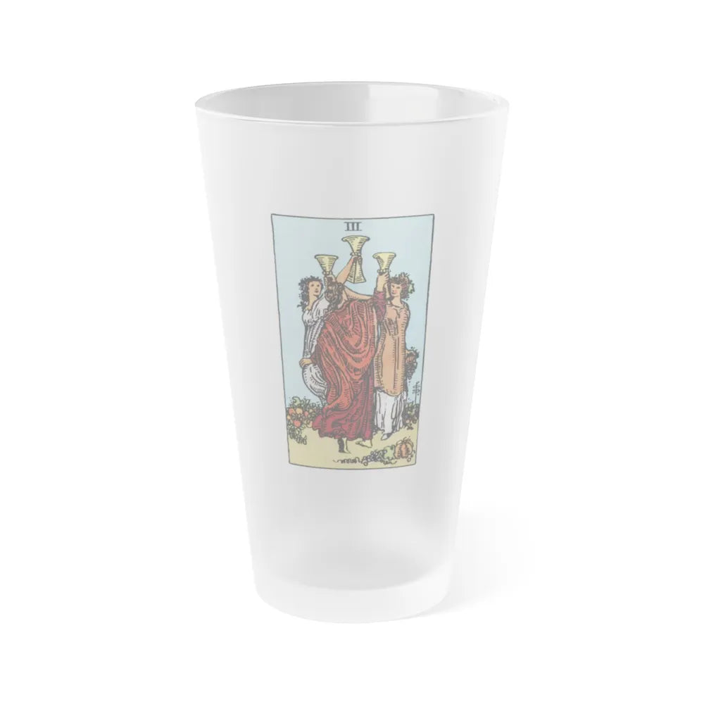 The 3 of Cups (Tarot Card) Frosted Pint Glass 16oz-Go Mug Yourself