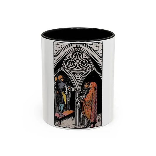 The 3 of Pentacles (Tarot Card) Accent Coffee Mug 11oz Black - Go Mug Yourself