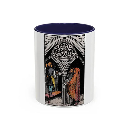 The 3 of Pentacles (Tarot Card) Accent Coffee Mug 11oz Navy - Go Mug Yourself