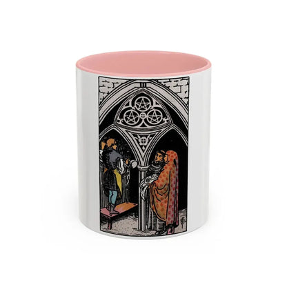 The 3 of Pentacles (Tarot Card) Accent Coffee Mug 11oz Pink - Go Mug Yourself