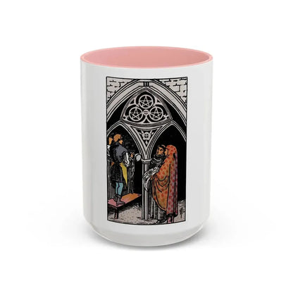 The 3 of Pentacles (Tarot Card) Accent Coffee Mug 15oz Pink - Go Mug Yourself