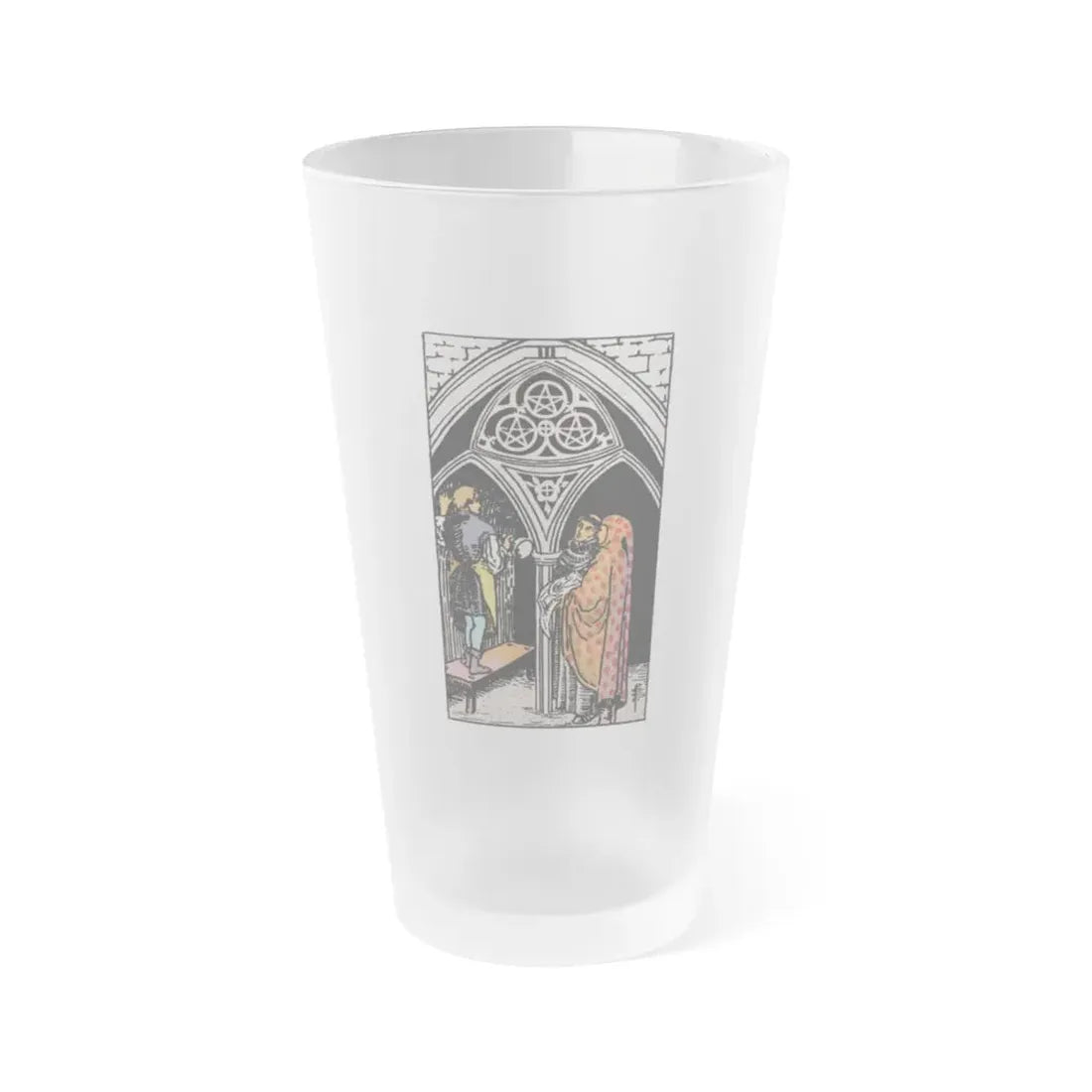 The 3 of Pentacles (Tarot Card) Frosted Pint Glass 16oz Default Title - Go Mug Yourself