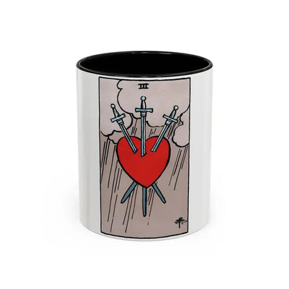 The 3 of Swords (Tarot Card) Accent Coffee Mug 11oz Black - Go Mug Yourself
