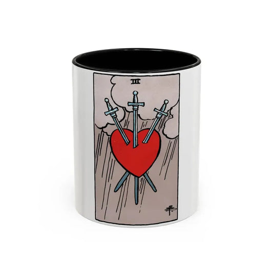 The 3 of Swords (Tarot Card) Accent Coffee Mug 11oz Black - Go Mug Yourself