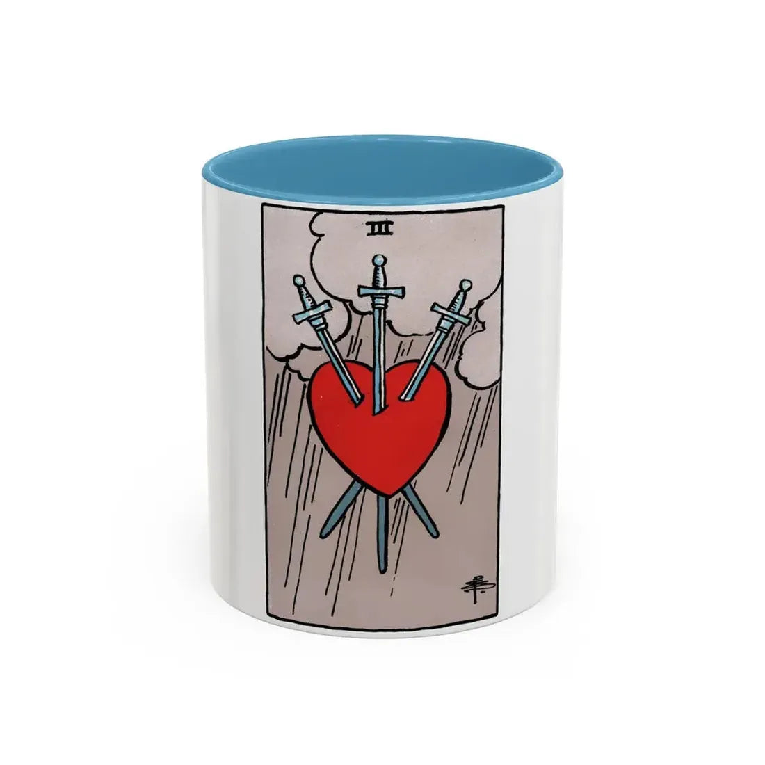 The 3 of Swords (Tarot Card) Accent Coffee Mug 11oz Light Blue - Go Mug Yourself