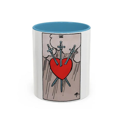 The 3 of Swords (Tarot Card) Accent Coffee Mug 11oz Light Blue - Go Mug Yourself