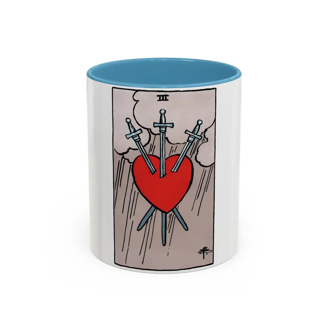 The 3 of Swords (Tarot Card) Accent Coffee Mug 11oz Light Blue - Go Mug Yourself
