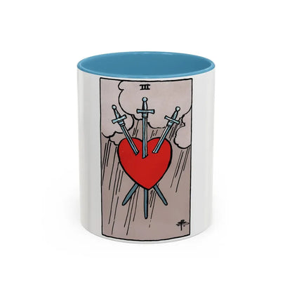 The 3 of Swords (Tarot Card) Accent Coffee Mug 11oz Light Blue - Go Mug Yourself