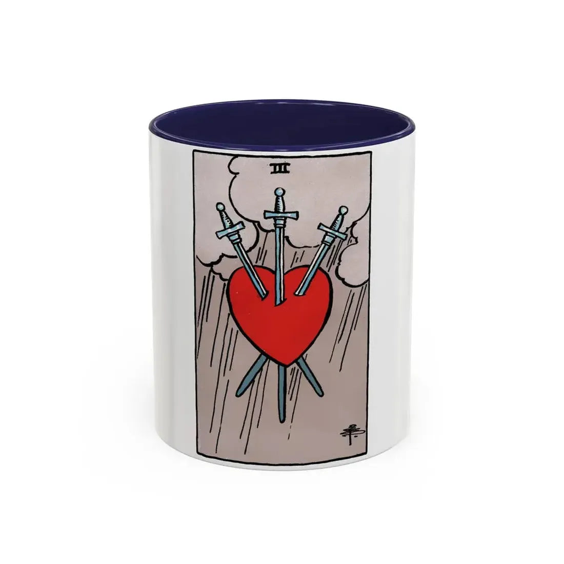 The 3 of Swords (Tarot Card) Accent Coffee Mug 11oz Navy - Go Mug Yourself