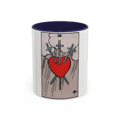 The 3 of Swords (Tarot Card) Accent Coffee Mug 11oz Navy - Go Mug Yourself