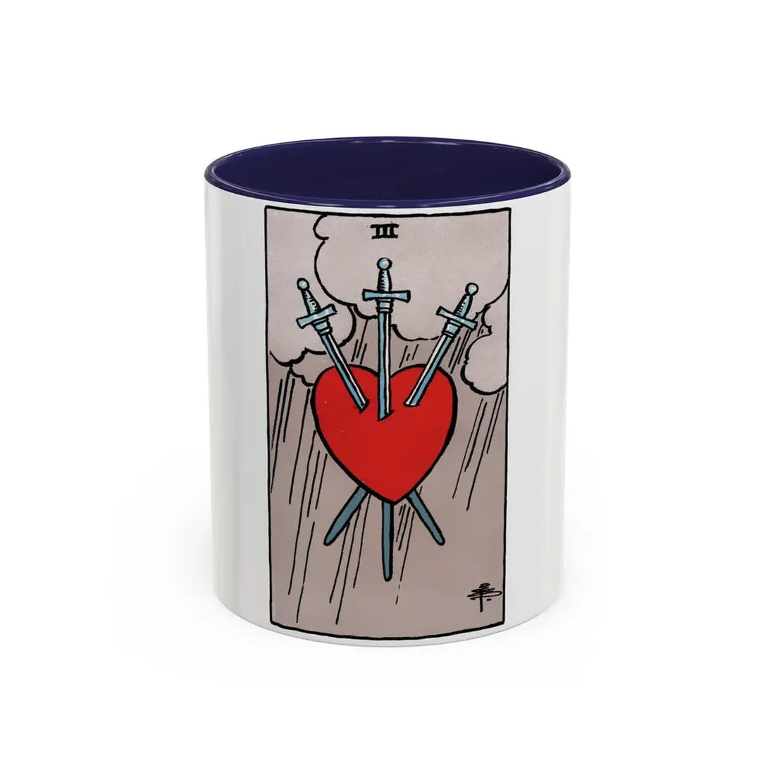 The 3 of Swords (Tarot Card) Accent Coffee Mug 11oz Navy - Go Mug Yourself