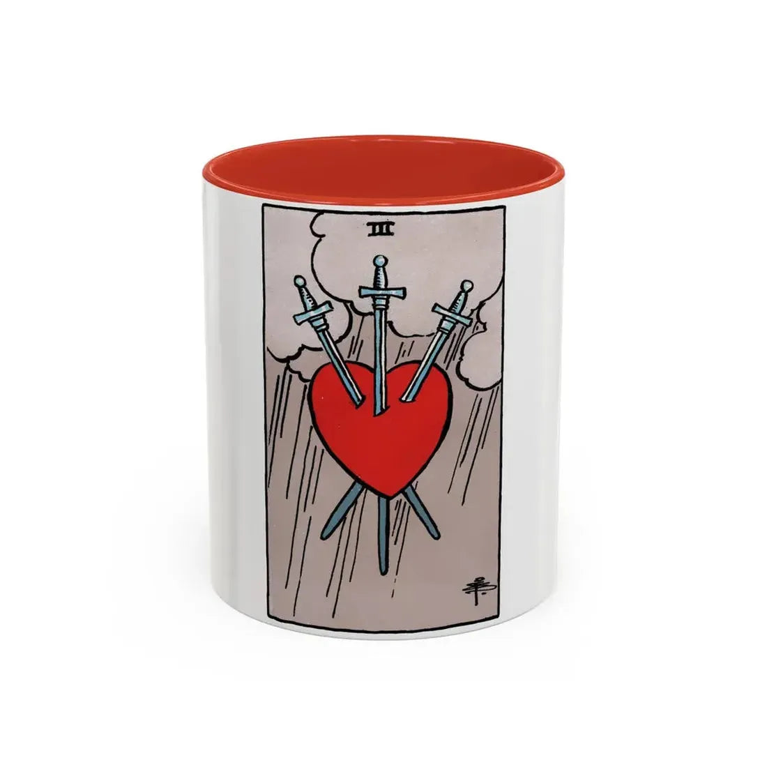 The 3 of Swords (Tarot Card) Accent Coffee Mug 11oz Red - Go Mug Yourself