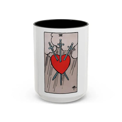 The 3 of Swords (Tarot Card) Accent Coffee Mug 15oz Black - Go Mug Yourself