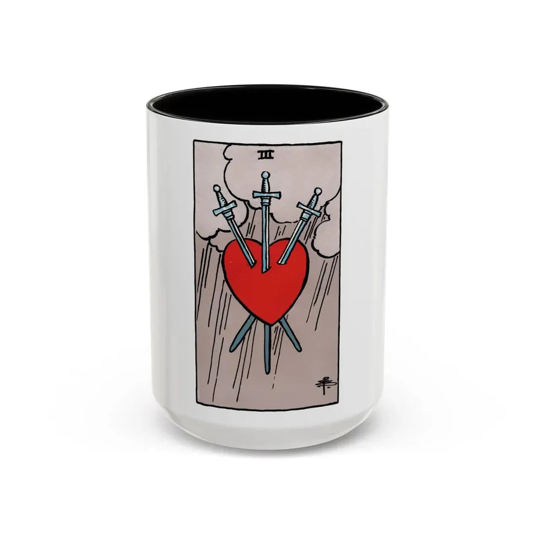 The 3 of Swords (Tarot Card) Accent Coffee Mug 15oz Black - Go Mug Yourself