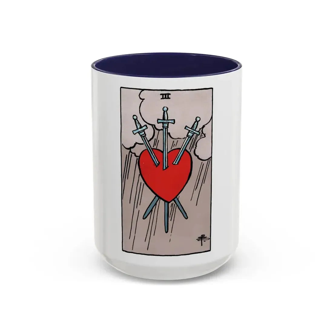 The 3 of Swords (Tarot Card) Accent Coffee Mug 15oz Navy - Go Mug Yourself