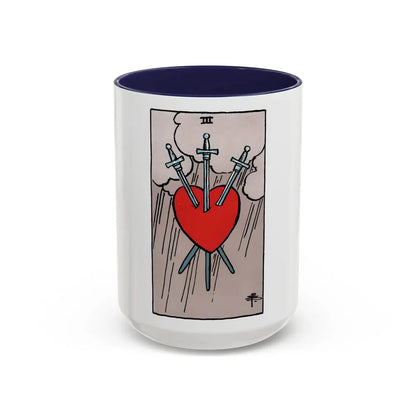 The 3 of Swords (Tarot Card) Accent Coffee Mug 15oz Navy - Go Mug Yourself