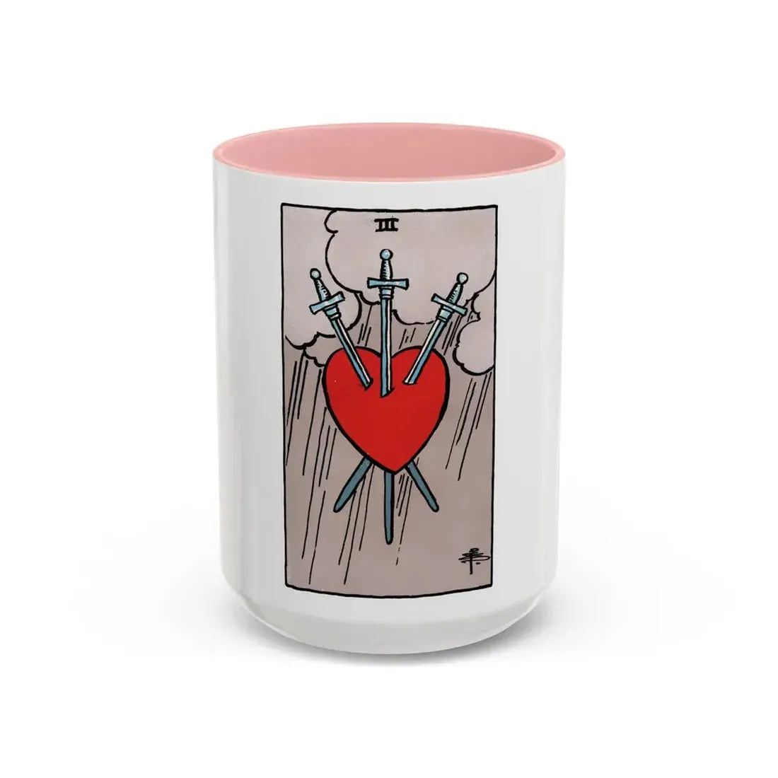 The 3 of Swords (Tarot Card) Accent Coffee Mug 15oz Pink - Go Mug Yourself