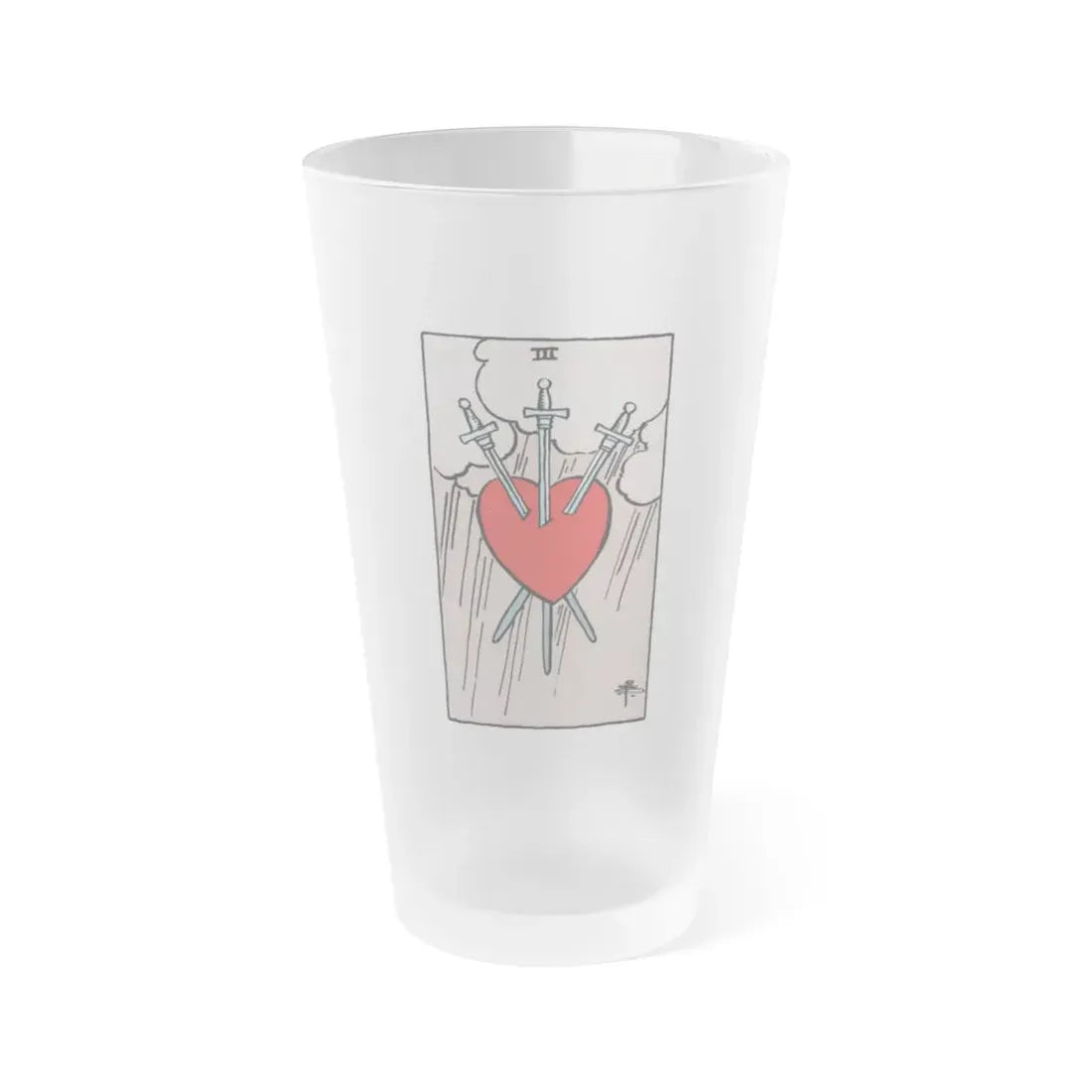 The 3 of Swords (Tarot Card) Frosted Pint Glass 16oz Default Title - Go Mug Yourself