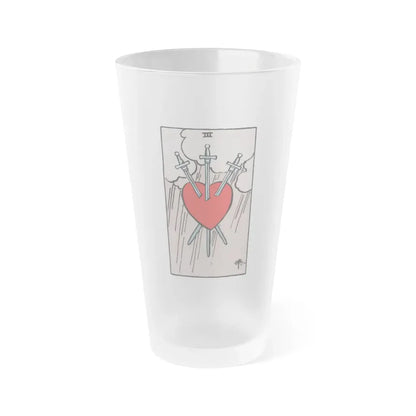 The 3 of Swords (Tarot Card) Frosted Pint Glass 16oz Default Title - Go Mug Yourself