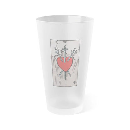 The 3 of Swords (Tarot Card) Frosted Pint Glass 16oz-Go Mug Yourself