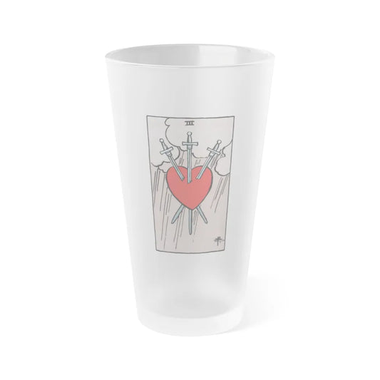 The 3 of Swords (Tarot Card) Frosted Pint Glass 16oz-Go Mug Yourself