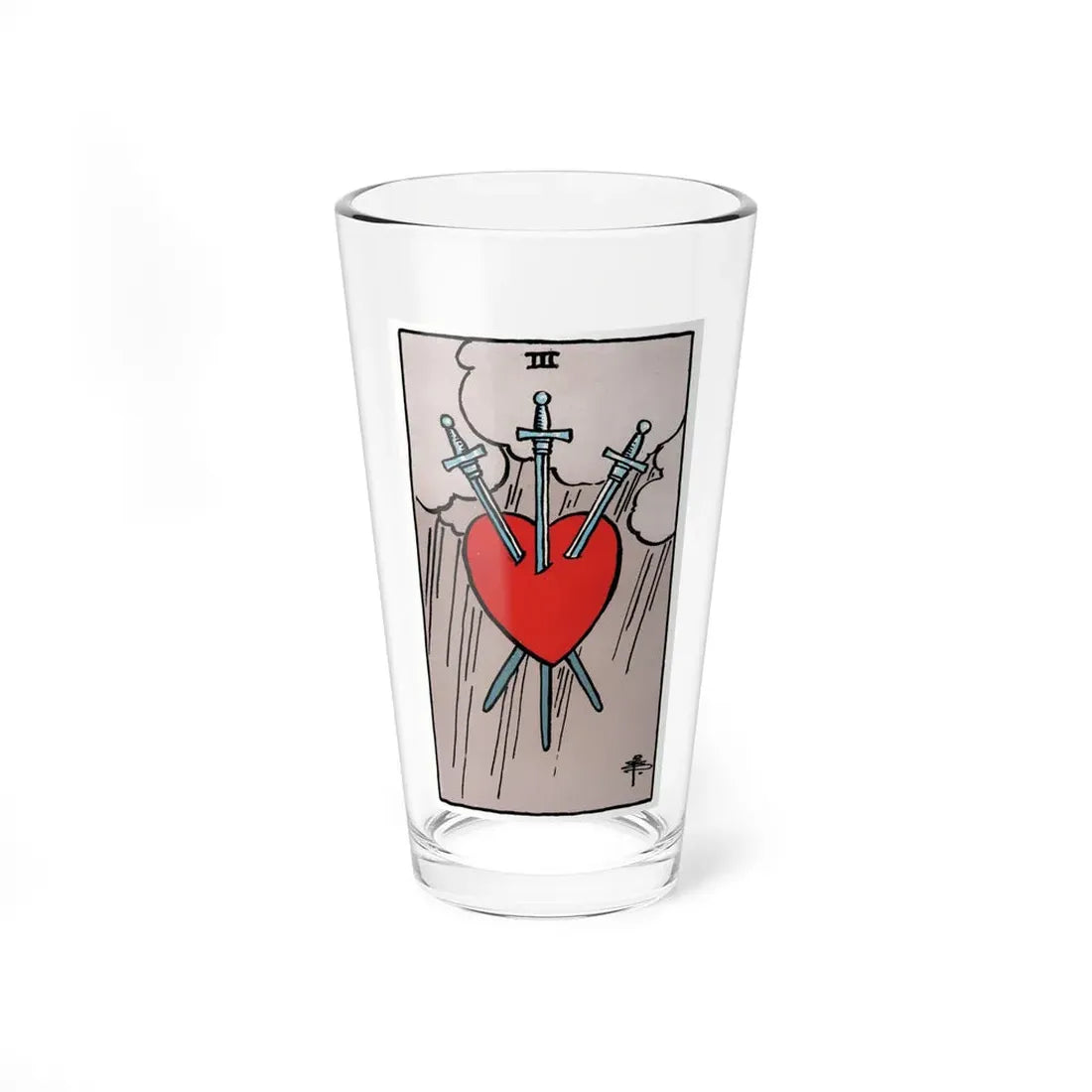 The 3 of Swords (Tarot Card) Pint Glass 16oz 16oz - Go Mug Yourself