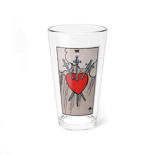 The 3 of Swords (Tarot Card) Pint Glass 16oz 16oz - Go Mug Yourself