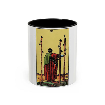 The 3 of Wands (Tarot Card) Accent Coffee Mug 11oz Black - Go Mug Yourself