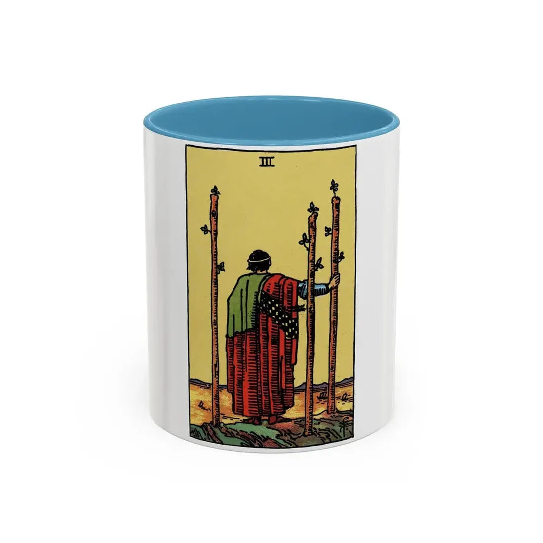 The 3 of Wands (Tarot Card) Accent Coffee Mug 11oz Light Blue - Go Mug Yourself
