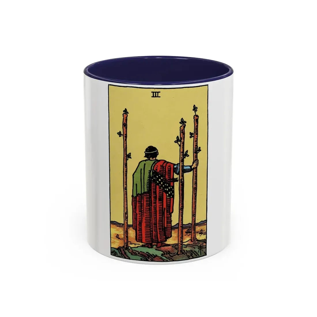 The 3 of Wands (Tarot Card) Accent Coffee Mug 11oz Navy - Go Mug Yourself