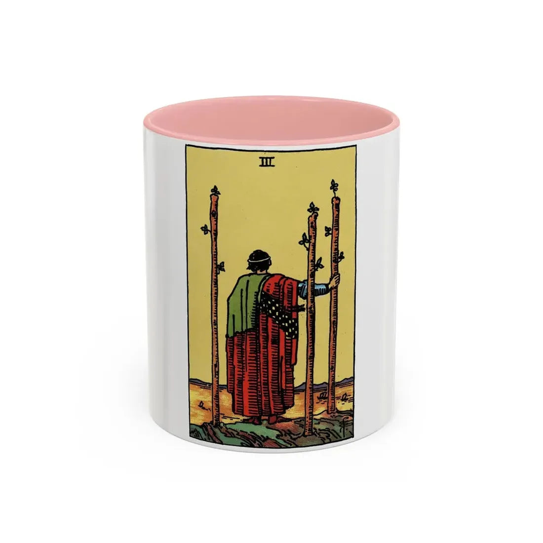 The 3 of Wands (Tarot Card) Accent Coffee Mug 11oz Pink - Go Mug Yourself